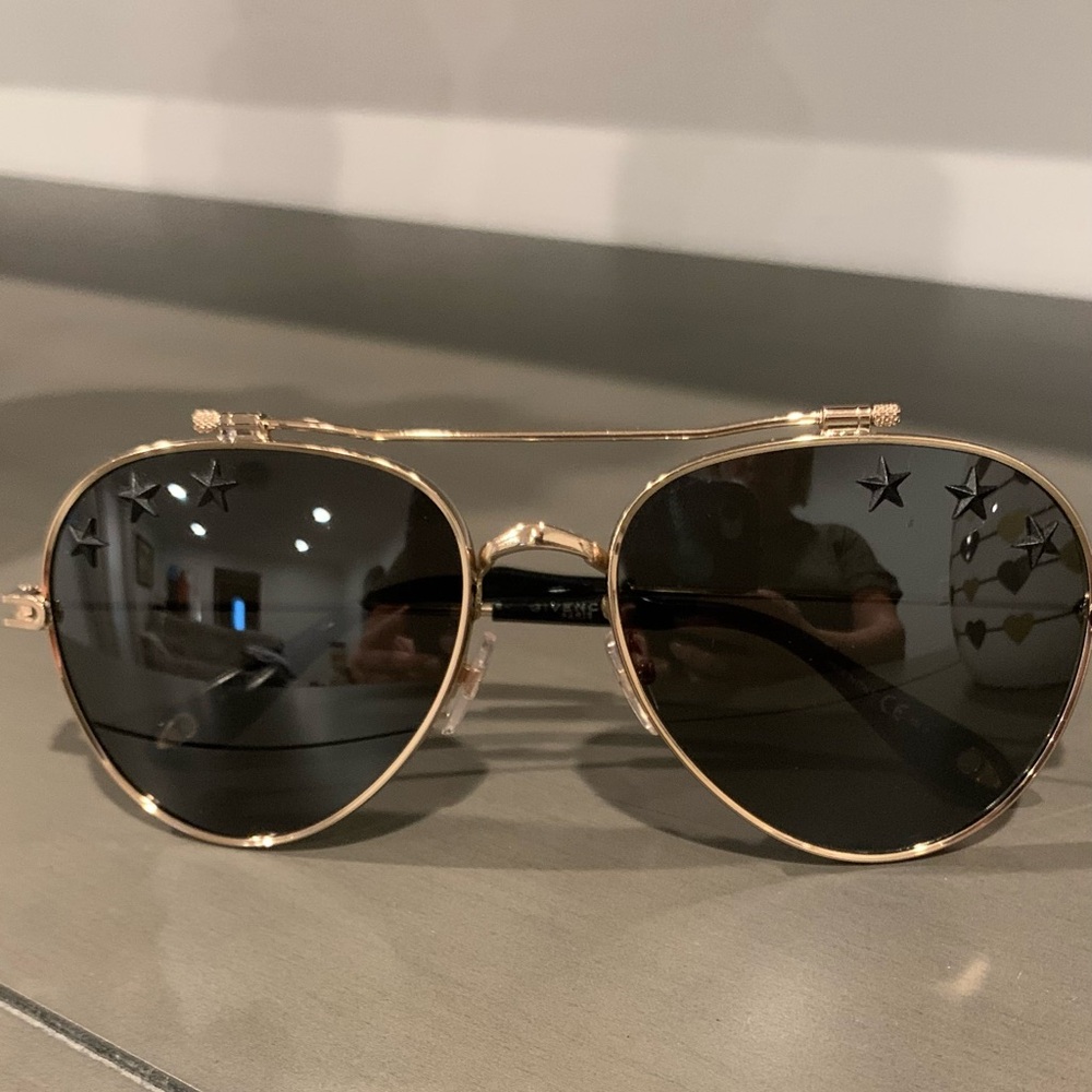 Givenchy Gold and Black Star-Embellished Sunglasses